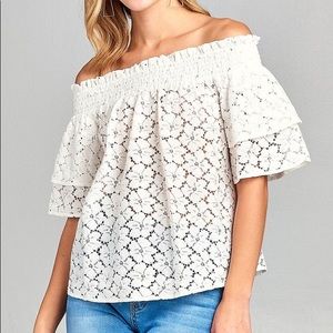 Libby double layered off the shoulder lace top